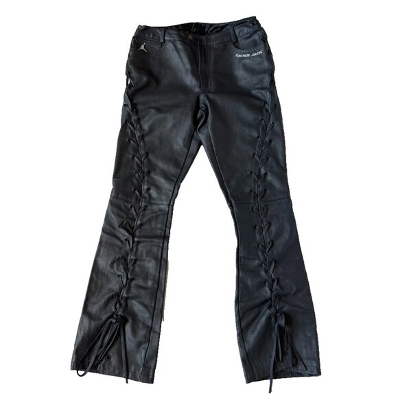 Nike Air Jordan Womens 8 M Cactus Jack Leather Lace Up Pants Black Travis Scott - Picture 2 of 8